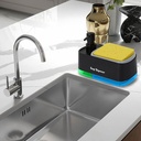 موزع صابون 2 فى 1 يدوى مع حامل إسفنجة مدمج بقاعدة اكليريك للمطبخ