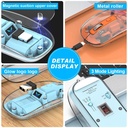 ماوس بلوتوث بتصميم شفاف لاسلكي ثلاثي الاوضاع مع منفذ يو اس بي