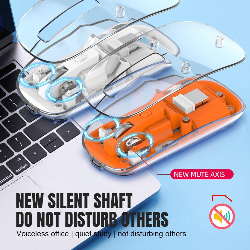 ماوس بلوتوث بتصميم شفاف لاسلكي ثلاثي الاوضاع مع منفذ يو اس بي