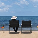 كرسي رحلات محمول  قابل للطي مع مسند ضهر وذراعين