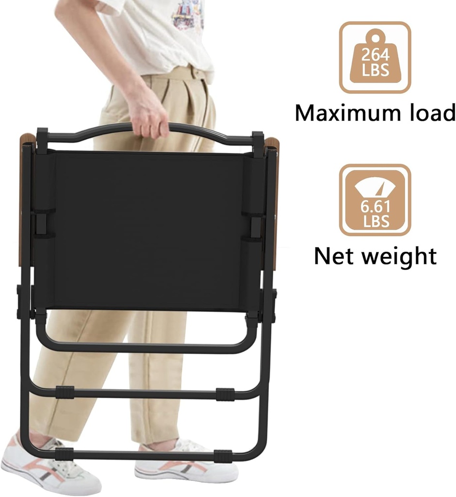 كرسي رحلات محمول  قابل للطي مع مسند ضهر وذراعين