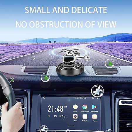 فواحة سيارة علي شكل طيارة مروحية تعمل بالطاقة الشمسية تثبت علي تابلوه السيارة