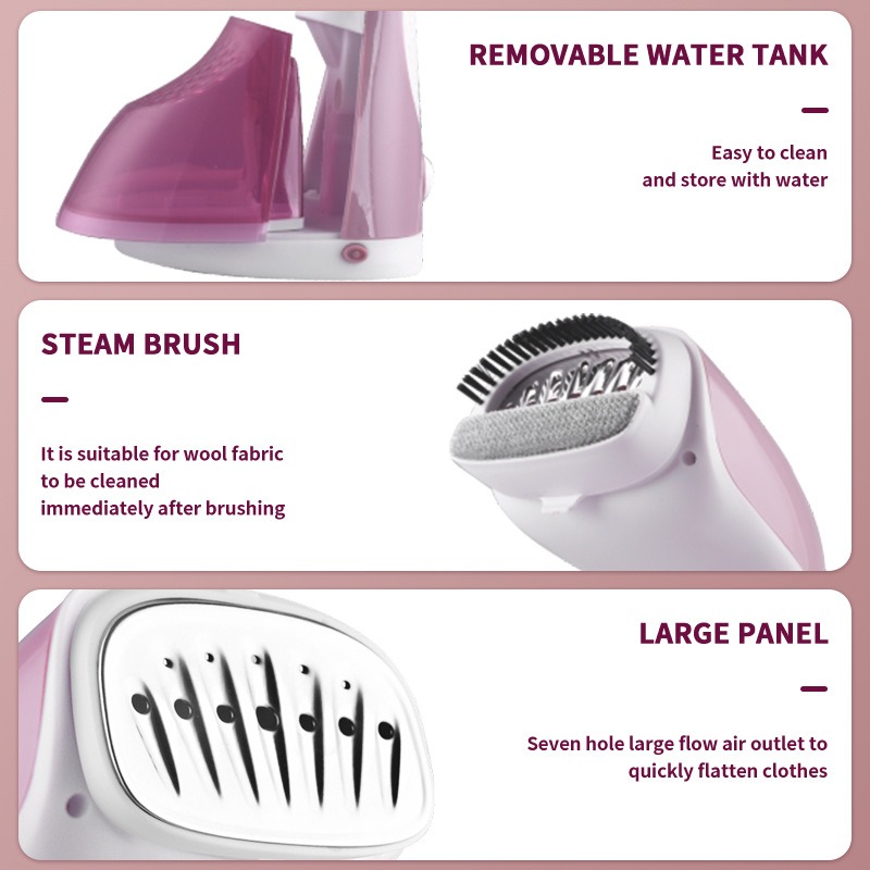 مكواة بخار محمولة بقوة 1400وات تسخين سريع و خزان مياه 220 مل برأس ستانلس ستيل