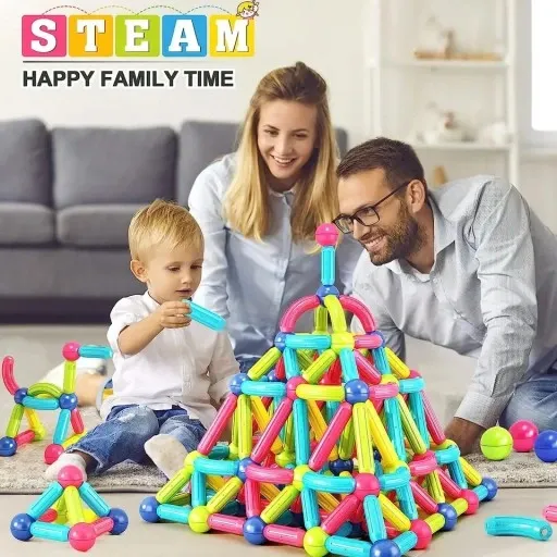 صندوق مكعبات مغناطيسية ثلاثية الابعاد _ 128 قطعة