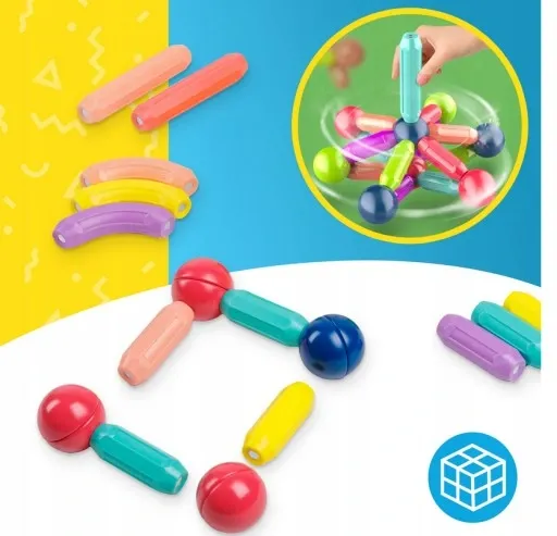 صندوق مكعبات مغناطيسية ثلاثية الابعاد _ 128 قطعة