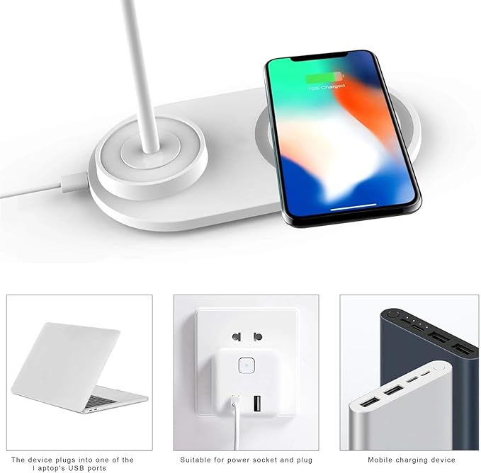 اباجورة تاتش ب 3 اضاءات قابلة للطي مع شاحن وايرلس _ 15 وات