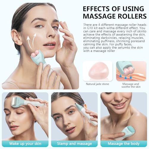 مجموعة ديرما رولر 10 في 1 للوجه والجسم والشعر  مع 9 رؤوس قابلة للاستبدال