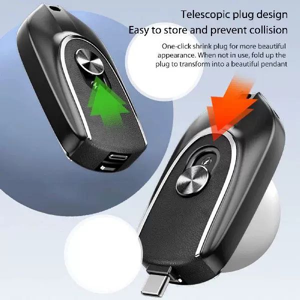 باور بانك صغير الحجم مزود بسلسلة مفاتيح للتعليق 1200 مل أمبير