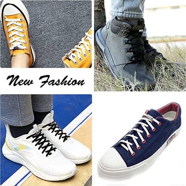 طقم قطعتين من رباط الحذاء المرن بقفل معدني لضمان عدم الفك للاحذية