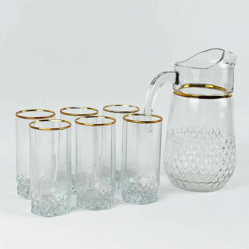 طقم  شربات زجاج 7 قطع لتقديم العصائر والمشروبات