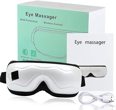 جهاز مساج العين الذكي بتقنية الضغط الهوائي والاهتزان والبلوتوث - قابل للشحن بيو اس بي