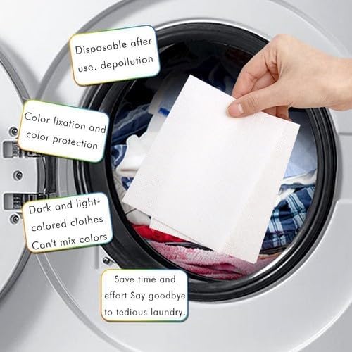 باكت مناديل غسيل لامتصاص الألوان من الملابس ومانع للبهتان- 50 قطعة