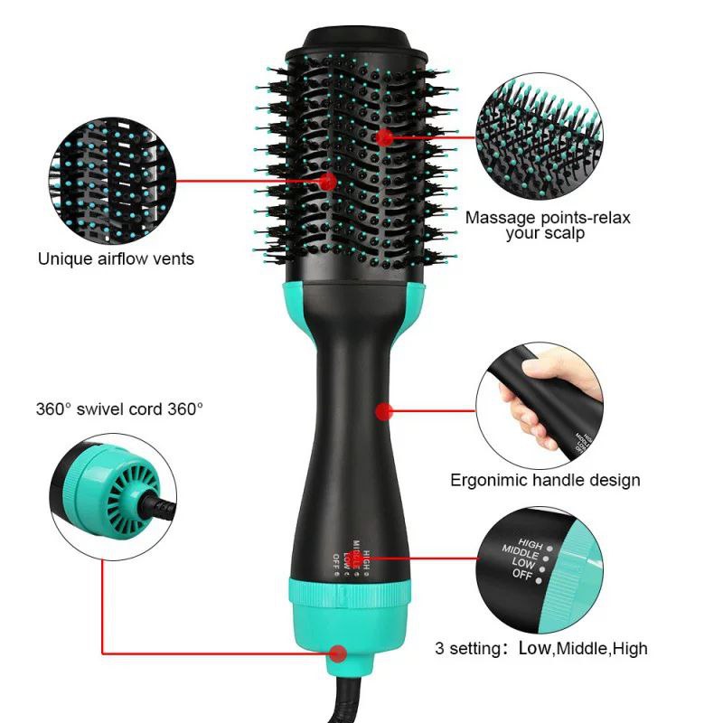 فرشاة شعر كهربائية لتصفيف وفرد وتجفيف الشعر - 2500 واط