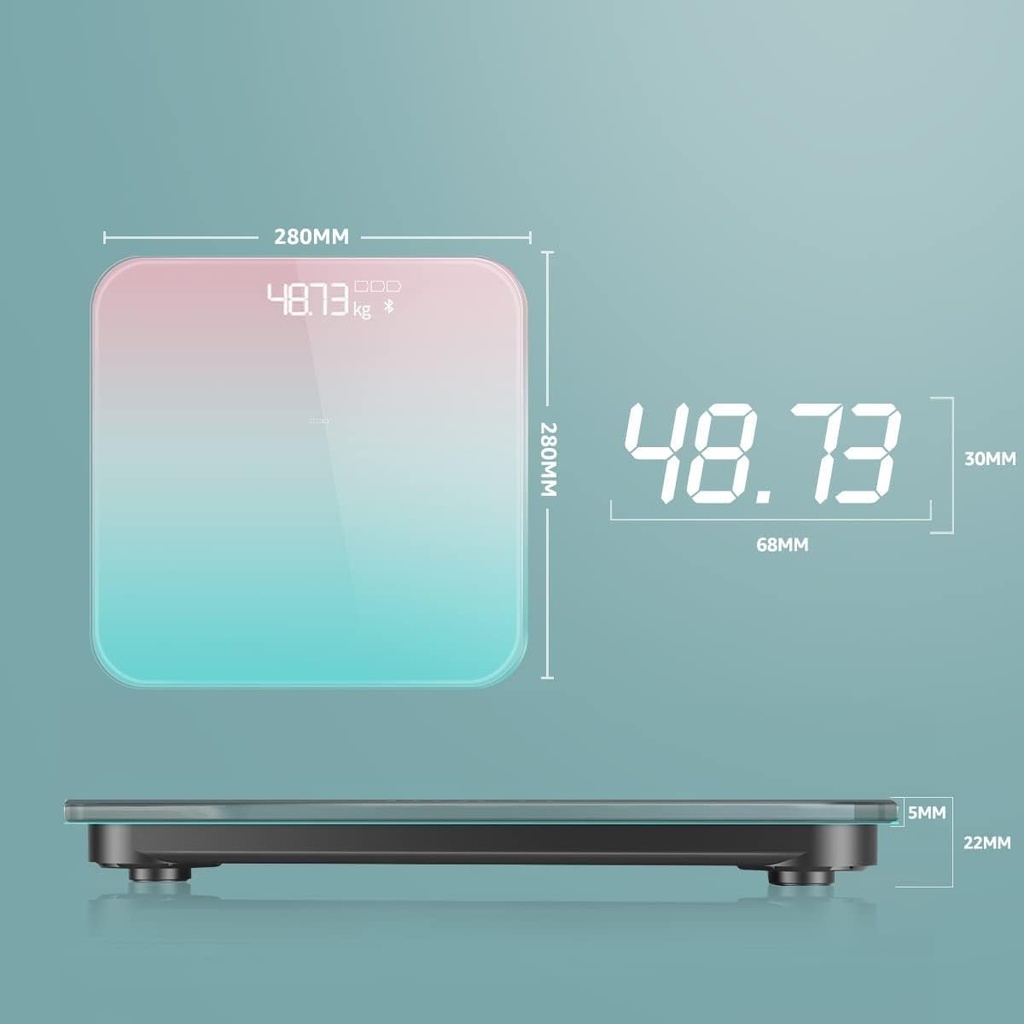 ميزان بلوتوث لقياس وزن الجسم ونسبة الدهون بشاشة ديجيتال