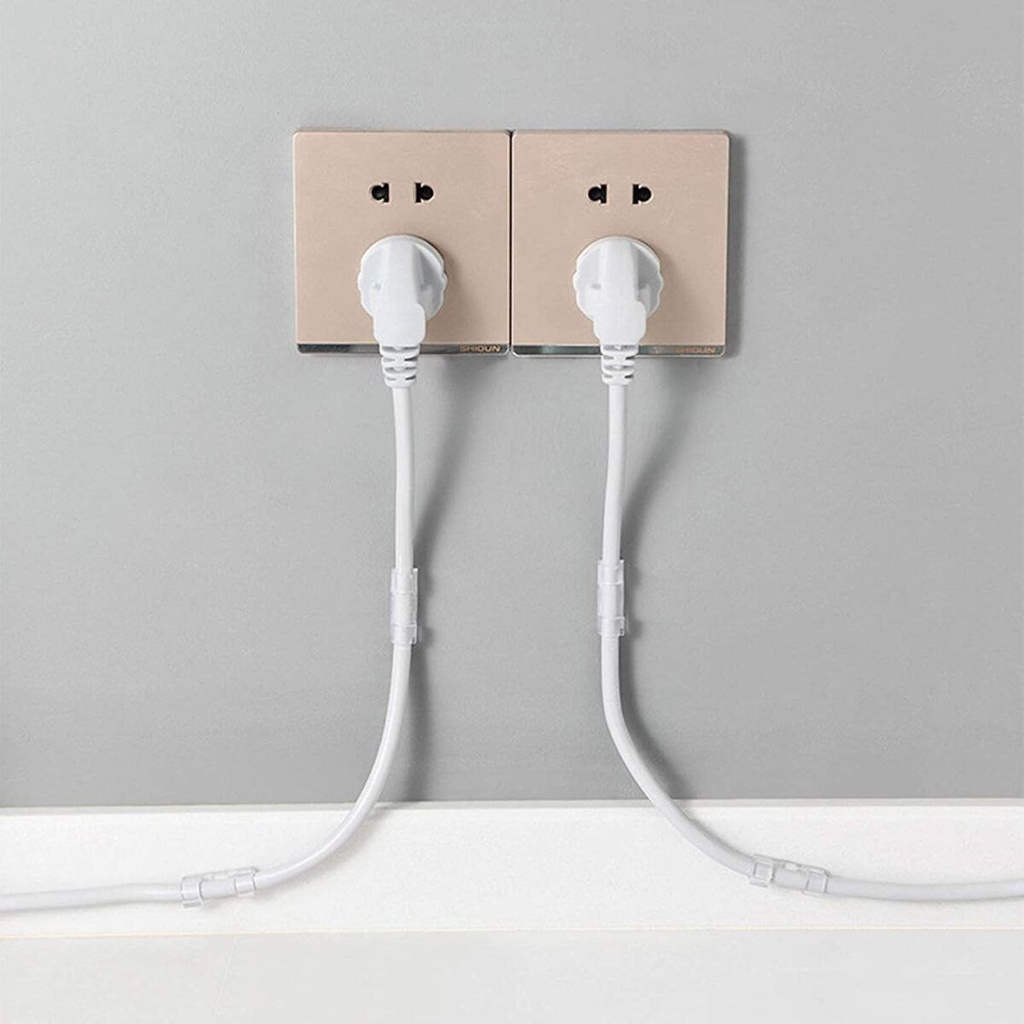 عرض 2 طقم بديل كلبسات منظم للأسلاك والكابلات بلزق دبل فيس للتثبيت علي الحائط والمكتب شفاف 16 قطعة