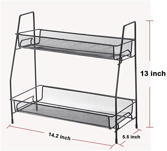 ستاند 2 سلة لتنظيم أدوات المطبخ والحمام من المعدن