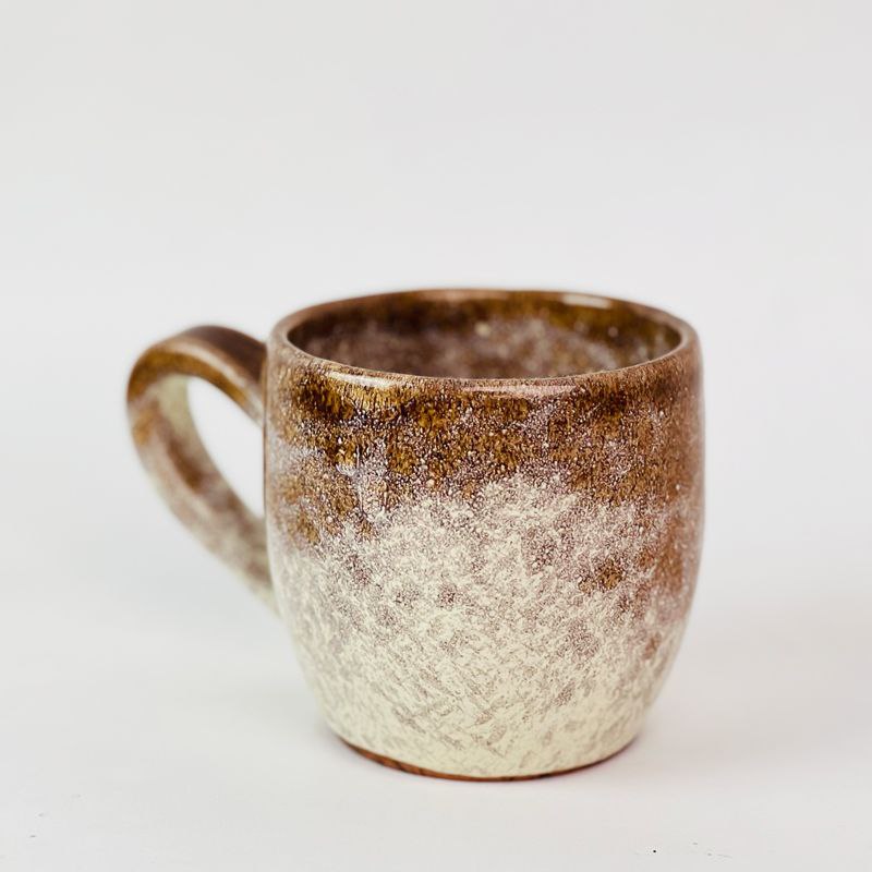 مج فخار عسلي مموه للشاي والقهوة والمشروبات الساخنة