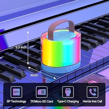 مكبر صوت مضئ بالوان مختلفة مزود بميكروفون