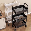 عربة تخزين ومنظم 3 أدوار لتنظيم المطبخ وترتيب أدوات الحمام بعجلات لسهولة الحركة