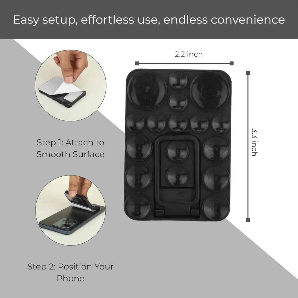 هولدر سيليكون بابلز لتثبيت الموبايل على الزجاج وقت التصوير مع مسند قابل للطي