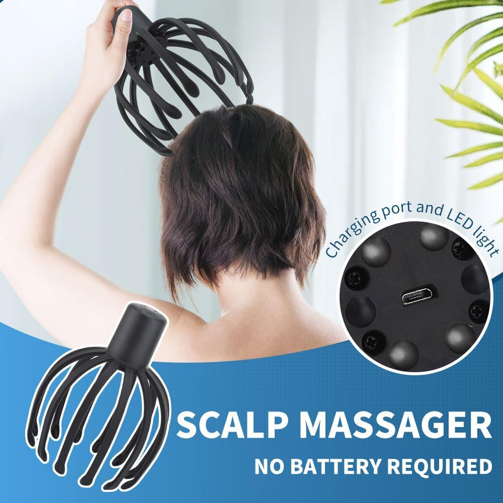 جهاز تدليك فروة الرأس الكهربائي بتصميم اخطبوط ب 3 مستويات للاسترخاء