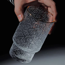 طقم كوبايات زجاج مزخرف باشكال مختلفة باللون الرمادي 6 قطع