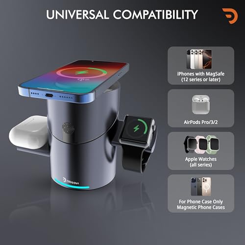 شاحن وايرليس ماجنتيك تاتش  3 * 1 للموبايل والايربودز وسمارت واتش