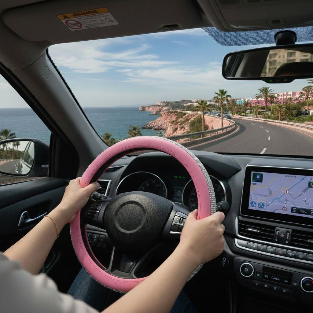 غطاء دريكسيون جلد مزين بالماس مانع للانزلاق لراحة اليد اثناء القيادة