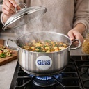 حلة  استانلس ستيل تركي  بغطاء زجاجي ويدين لسهولة الحمل مقاس 24سم