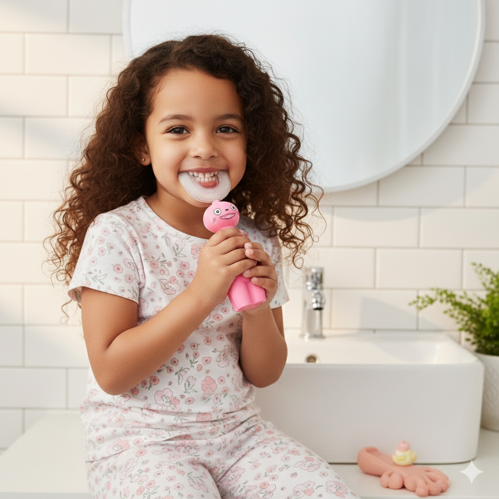 U فرشة أسنان كهربائية للأطفال بتصميم كرتوني على شكل حرف