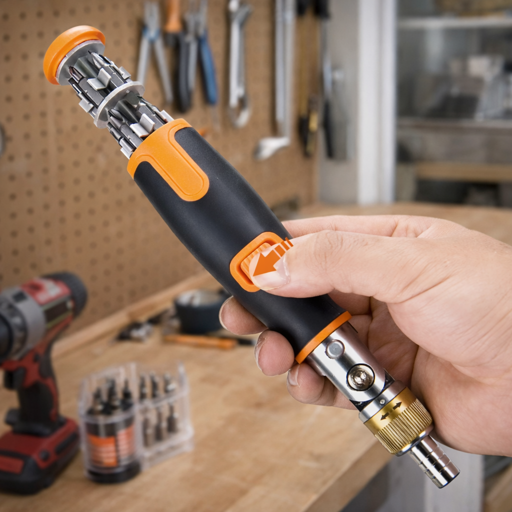 مفك براغي محمول 10 في 1 برأس قابلة للتعديل بزوايا 180 درجة