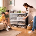 جزامة 3 أدوار مزدوجة بقوائم معدنية و6 أرفف بغطاء للحفاظ على الأحذية من الأتربة