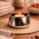 وعاء حامل شموع من النحاس مزخرف للديكور باللون الفضي- 5 * 9 سم