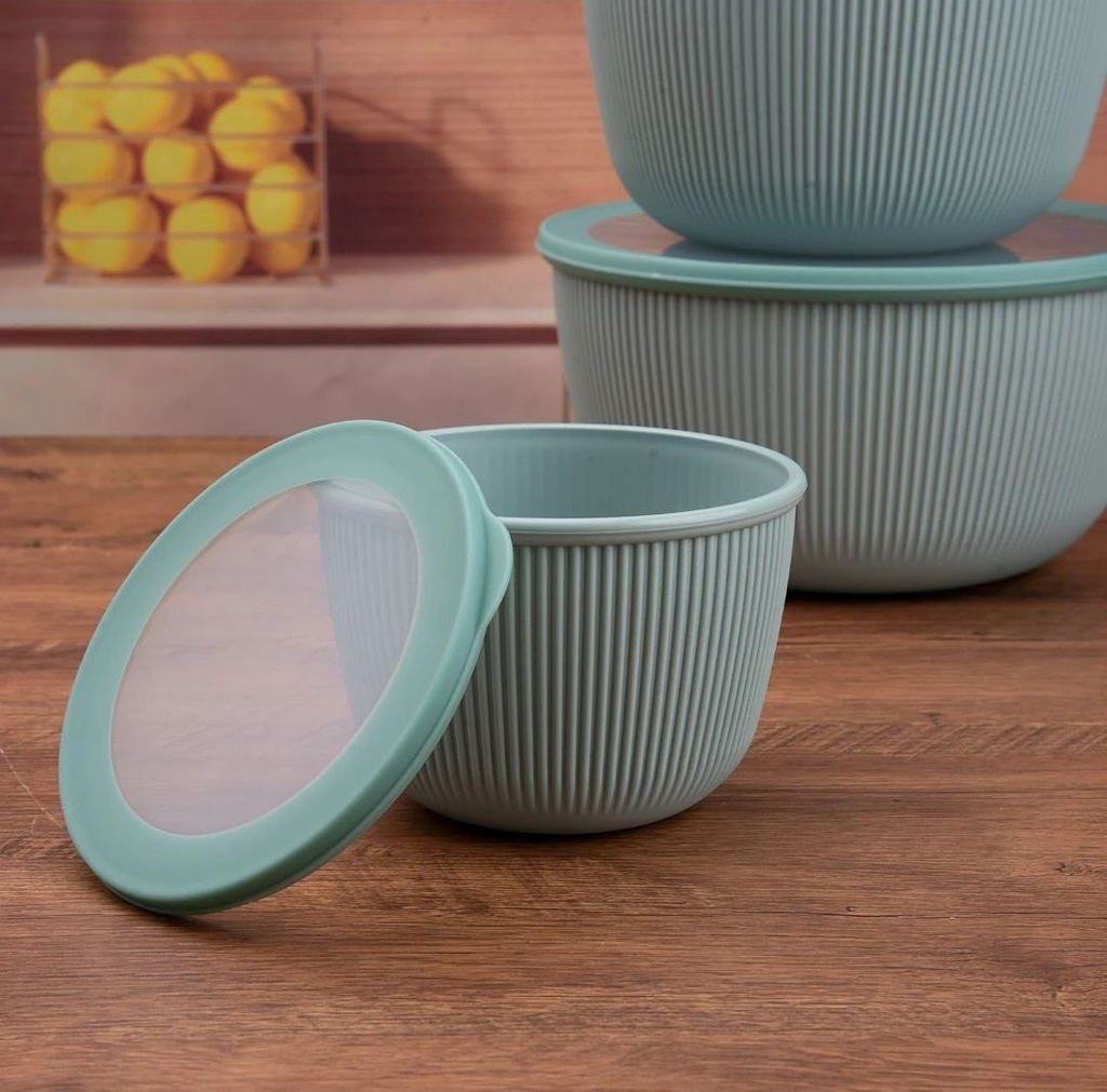 طقم علب تلاجة 4 قطع بأحجام مختلفة بغطاء بإطار سيليكون محكم الغلق لحفظ وتنظيم الطعام