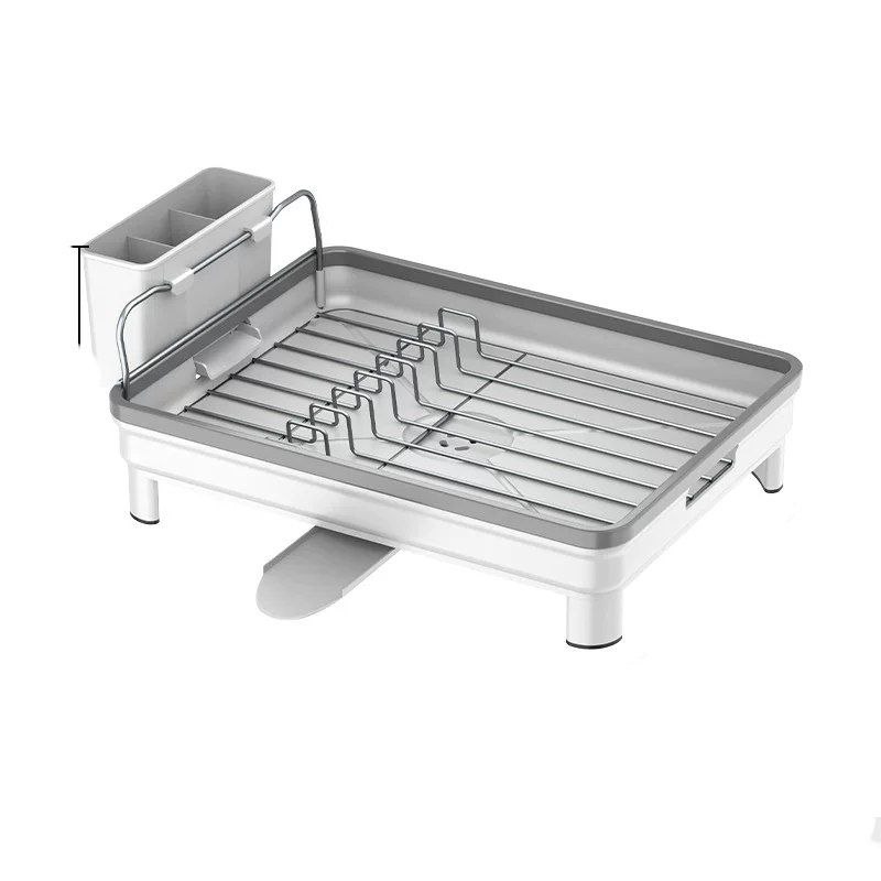 صفاية مواعين لحمل وتجفيف الأطباق والأكواب مزودة بحامل للشوك والمعالق وفتحة لتصريف المياه