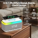 سبيكر بلوتوث  6 * 1 مع شاحن لاسلكي وساعة ومنبه وراديو بإضاءة ليد 7 ألوان مختلفة