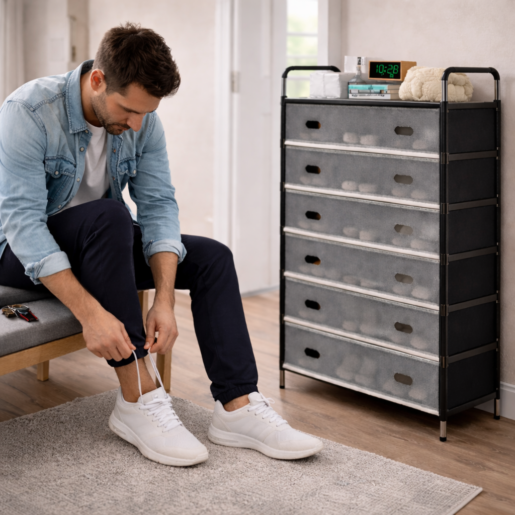 جزامة  6 أرفف 7 شيلف بقوائم معدن مع غطاء عازل للأتربة