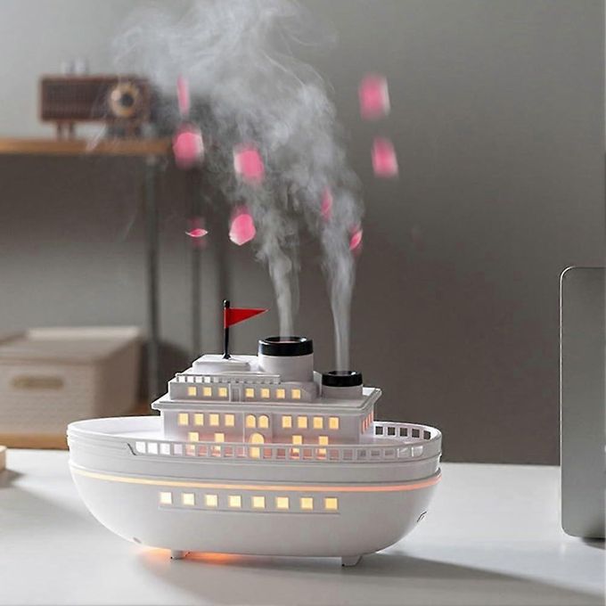 فواحة مضيئة علي شكل باخرة بخزان 300 ملي لتعطير المنزل ب 7 إضاءات مختلفة