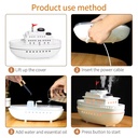 فواحة مضيئة علي شكل باخرة بخزان 300 ملي لتعطير المنزل ب 7 إضاءات مختلفة