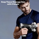 جهاز مساج للعضلات ب 6 سرعات مع 9 رؤوس قابلة للتبديل لتدليك عميق وتخفيف للإجهاد