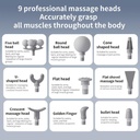 جهاز مساج للعضلات ب 6 سرعات مع 9 رؤوس قابلة للتبديل لتدليك عميق وتخفيف للإجهاد