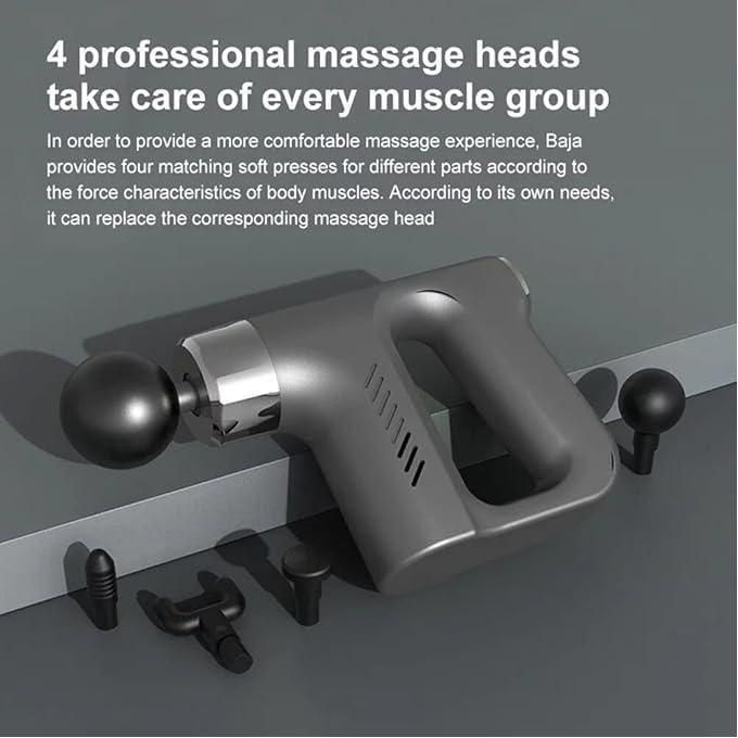 جهاز مساج وتدليك عضلات الجسم ب 5 سرعات مختلفة و 4 رؤوس قابلة للتبديل لتخفيف شد العضلات
