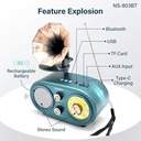راديو بتصميم جرامافون كلاسيك مع بلوتوث وبطارية قابلة للشحن