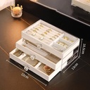 منظم إكسسوارات أكريليك 3 أدوار بأدراج قطيفة وتقسيمات متعددة ومقابض كريستال
