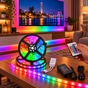 شريط ليد RGB متعدد الألوان بطول 5 متر مع ريموت كنترول ولاصق دبل فيس