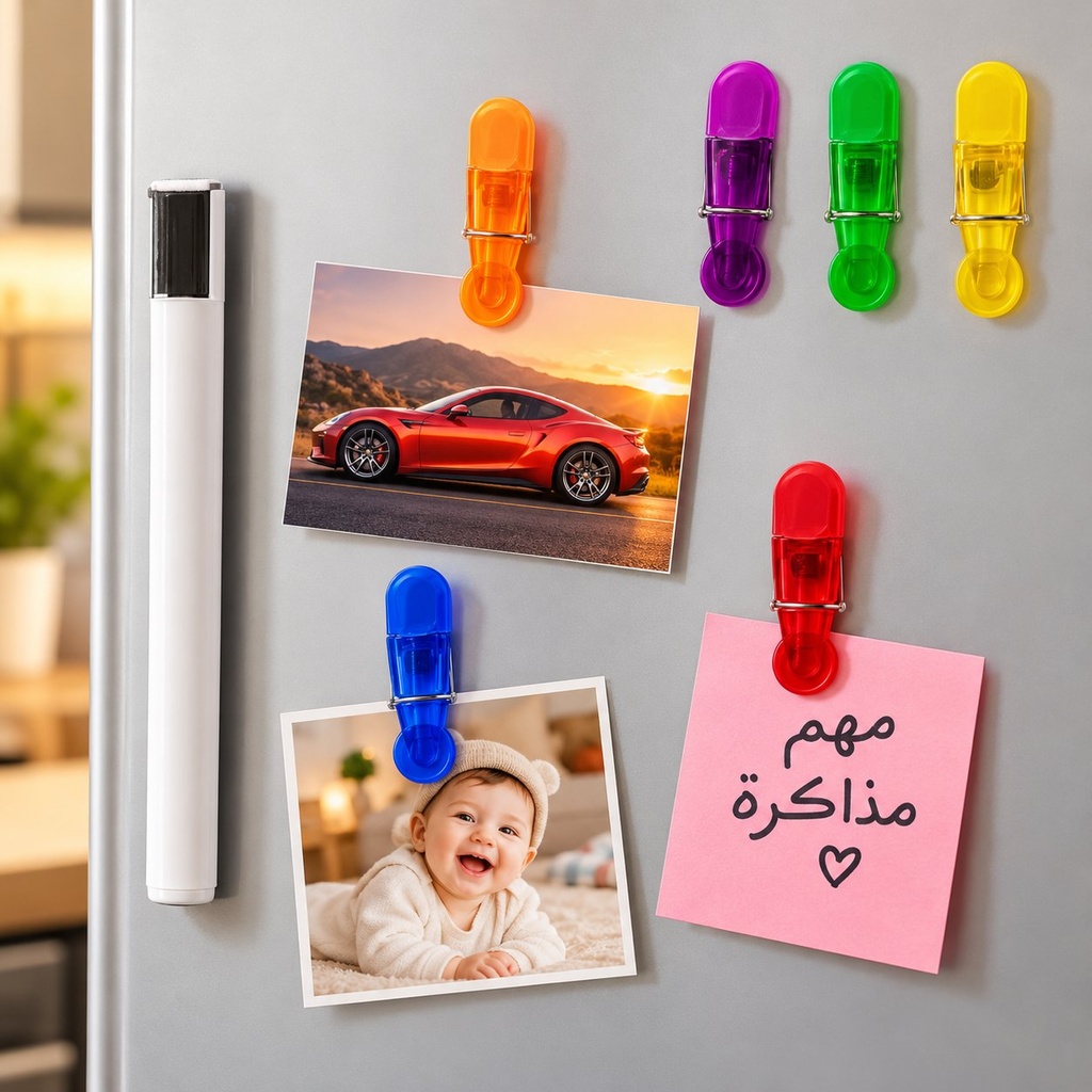 طقم كليبس مغناطيسي بتصميم مشبك لغلق الأكياس 6 قطع بألوان مختلفة