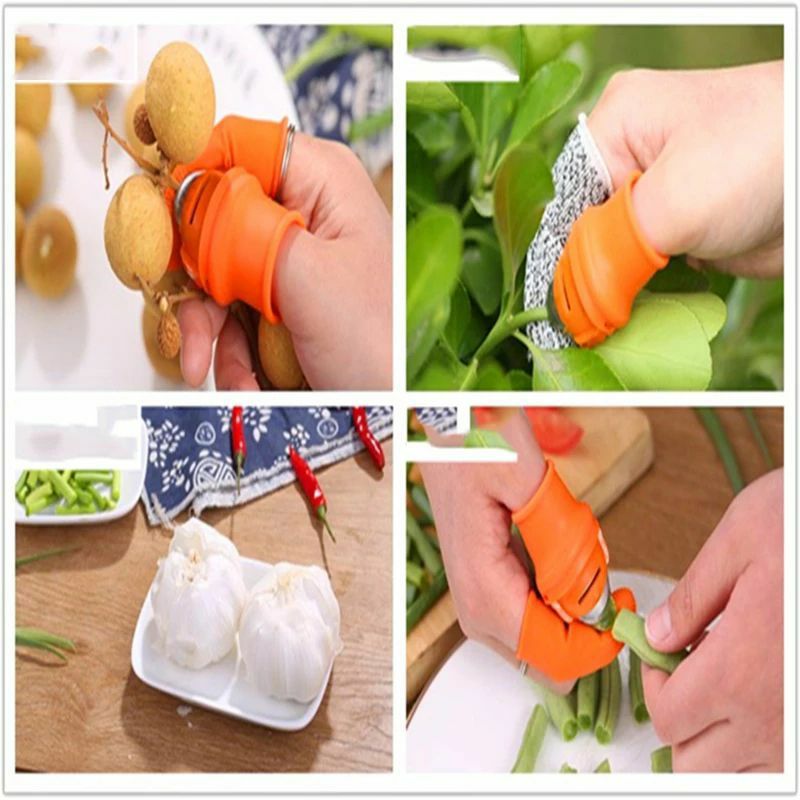 ظفر تقطيع و تقشير الخضار و الفاكهة مكون من ٢ صباع سيليكون بسكين