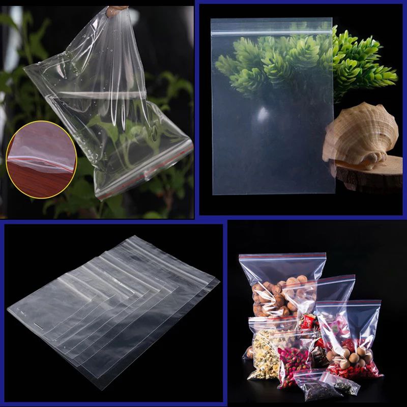 أكياس تخزين محكمة الغلق شفافة للخضراوات والبقوليات والمكسرات 100 كيس