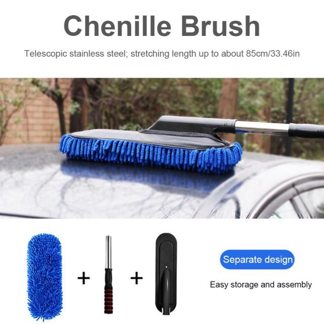 فرشة تنظيف للسيارات من الداخل والخارج بمقبض طويل مريح لليد