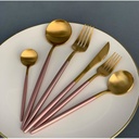 طقم معالق وشوك وسكاكين جولد في بينك أنيق ٢٤ قطعة مثالي للعزومات